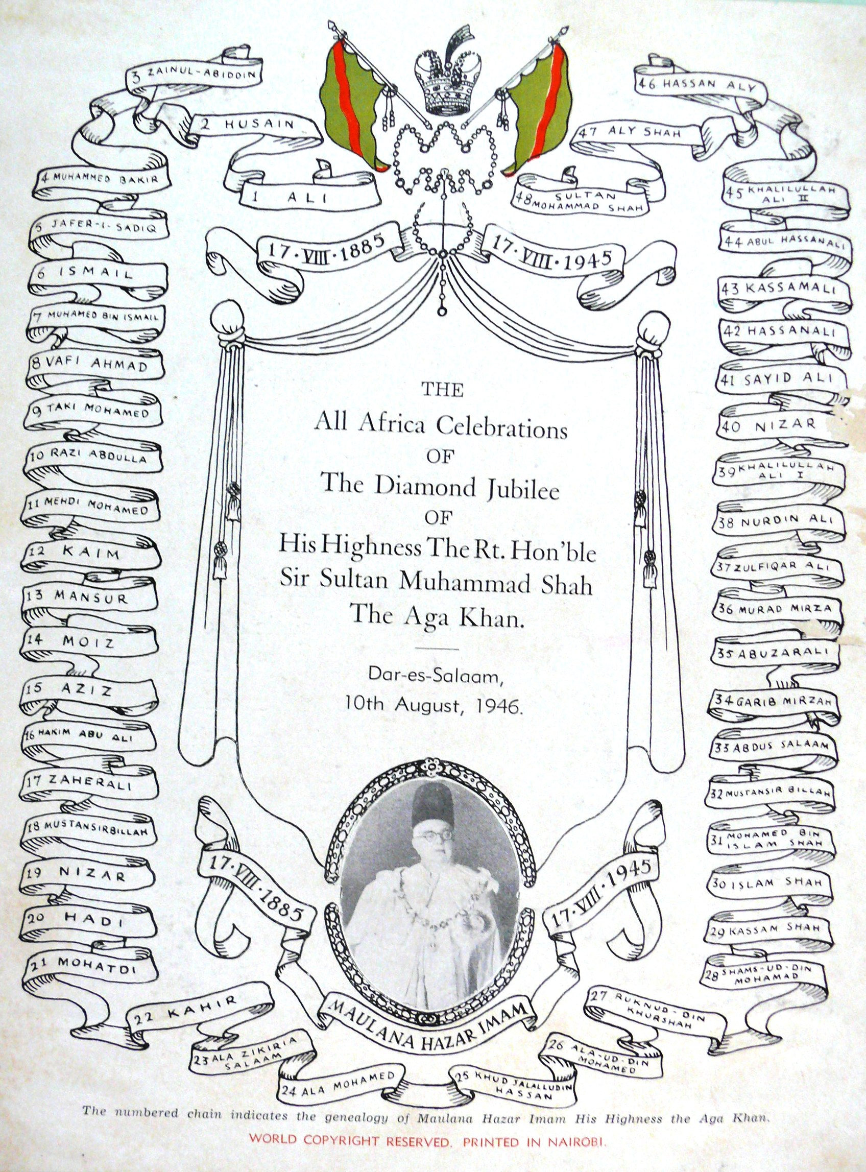 1900 2000 Noorani Family Album 0265 Poster 1946 08 10 Aga Khan Iii Diamond Jubilee