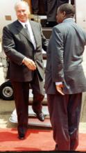 Monitor w/photo - THE AGA KHAN, MUSEVENI MEET - 2003-02-24